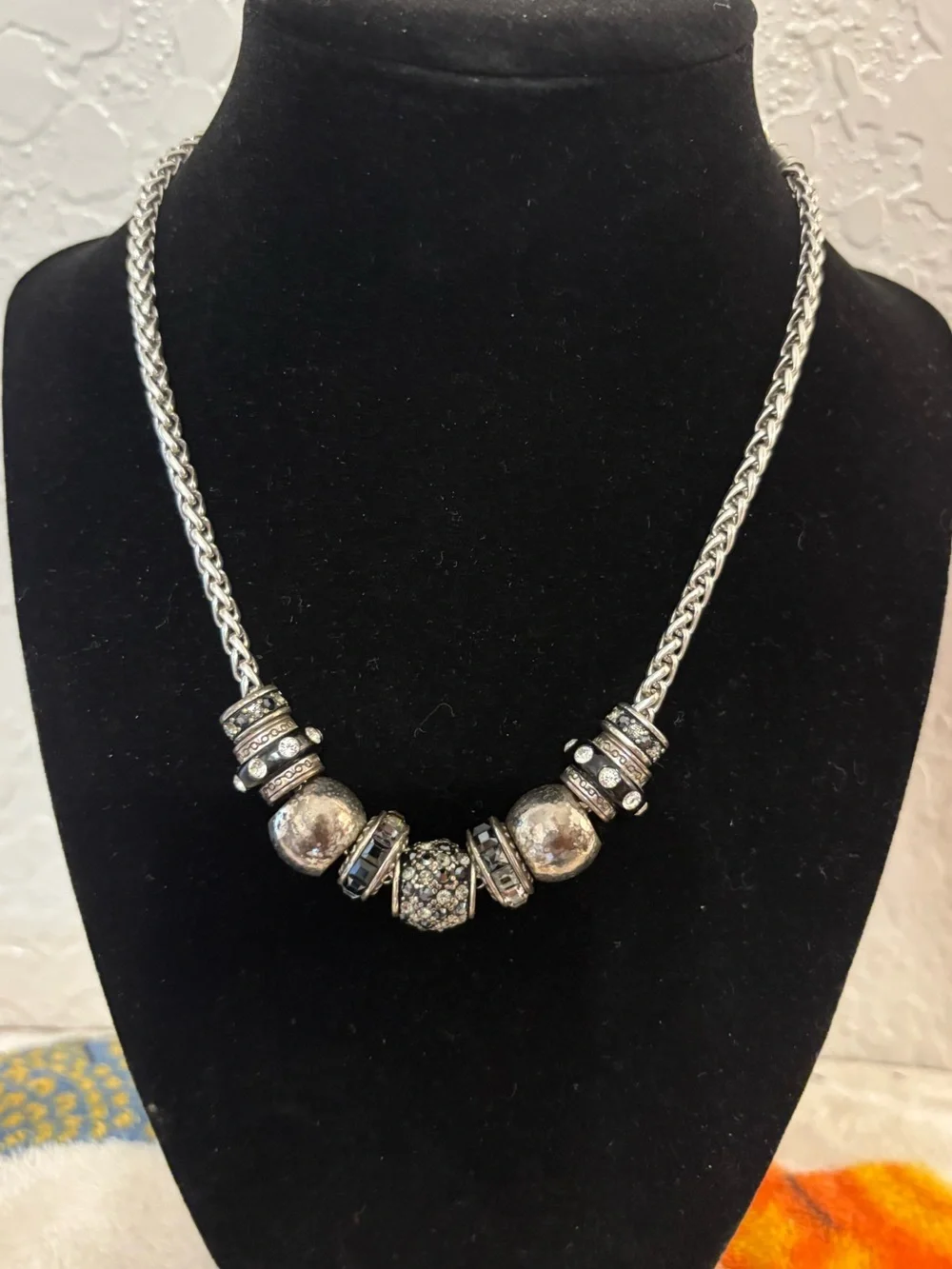 Brighton Silver and Black Beaded Necklace